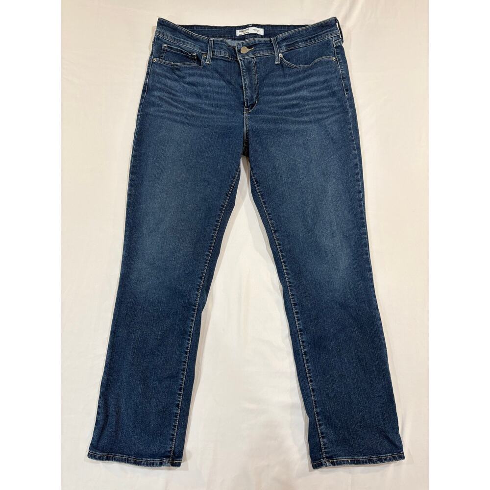 Levi's Signature Totally Shaping Straight Leg Dark Denim Jeans Size 16S 33x30